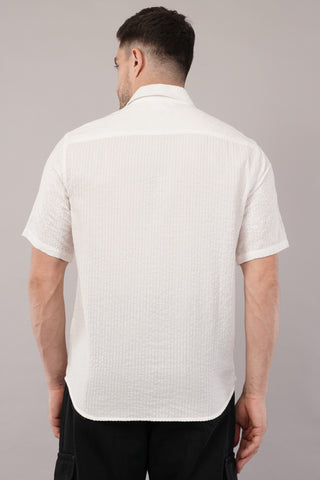 White Dobby Half Sleeve Shirt For Men